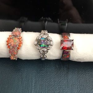 Three 925 Sterling Rings with semi precious stones